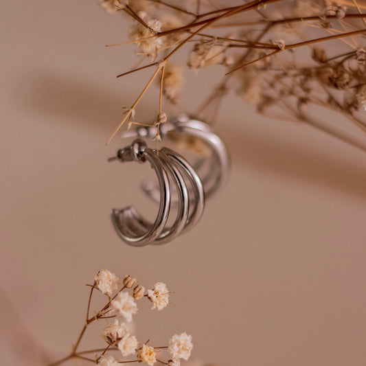 Arracadas triples Hannia (plateadas)