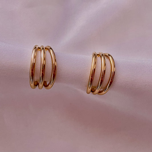 Arracadas triples Hannia (doradas)